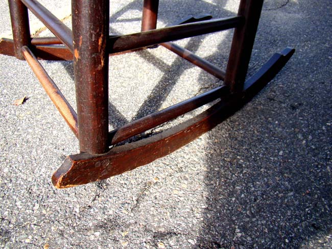 An 18th century New England Ladder back armchair circa 1760 converted to a rocker circa 1800 — image 6